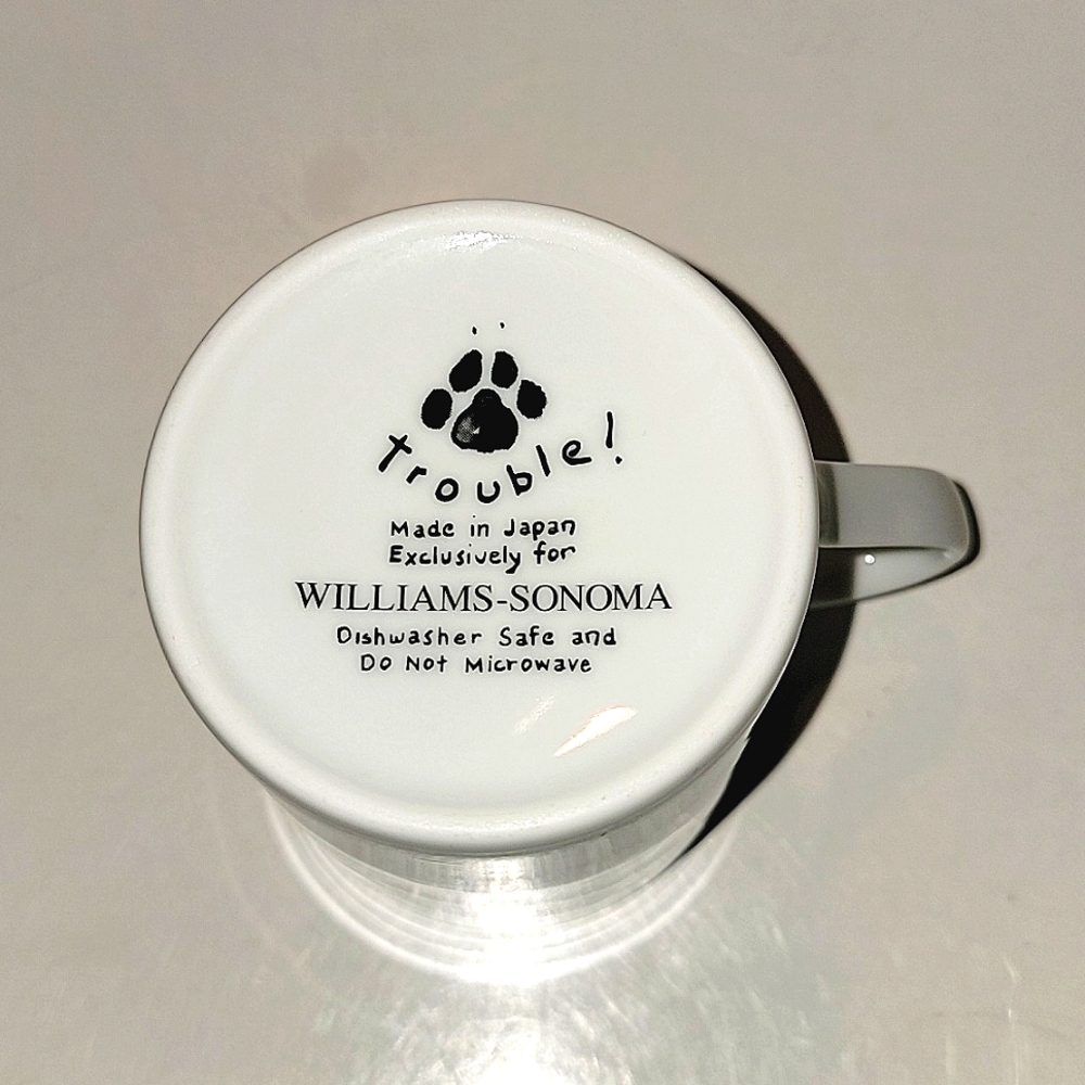 WILLIAMS-SONOMA TROUBLE CHRISTMAS BULL TERRIER DOG MUGS SET OF TWO - Picture 9 of 9